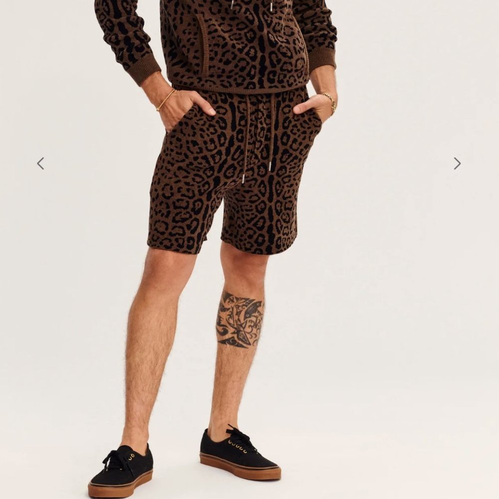 SER.O.YA Brown and Black Leopard Print Men's Shorts